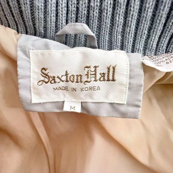 Saxton Hall VTG Made In Korea Quilted Down women Puffer Jacket Coat gray peach M - Picture 2 of 9
